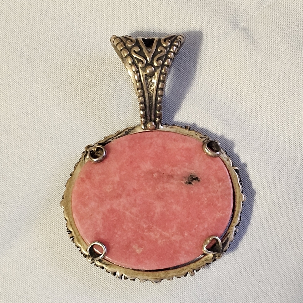 Carolyn Pollack Southwest Sterling Silver Pink Rhodonite Beaded Necklace Pendant - Picture 7 of 8